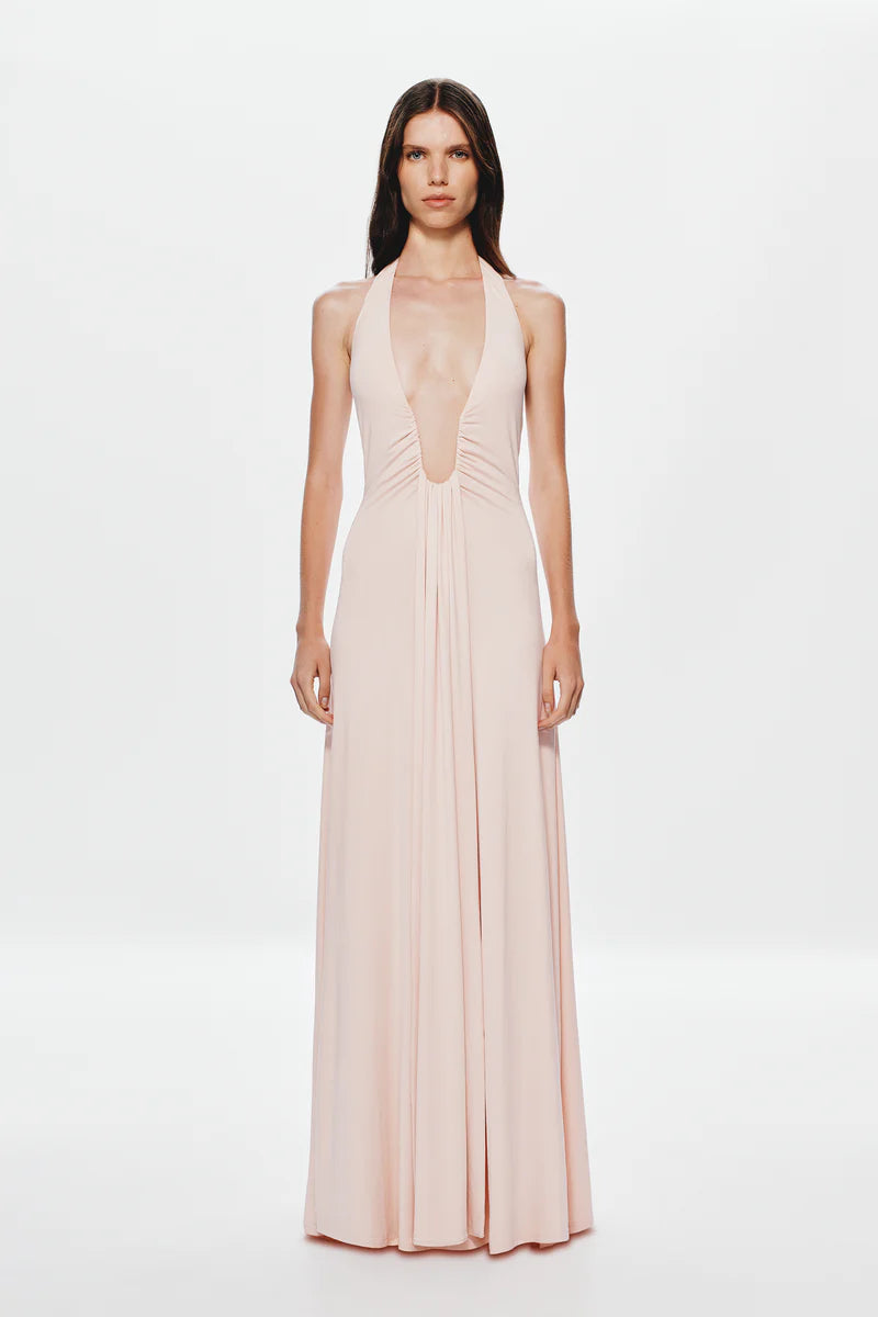 JENNIFER CUPRO MAXI DRESS DUSTY PINK
