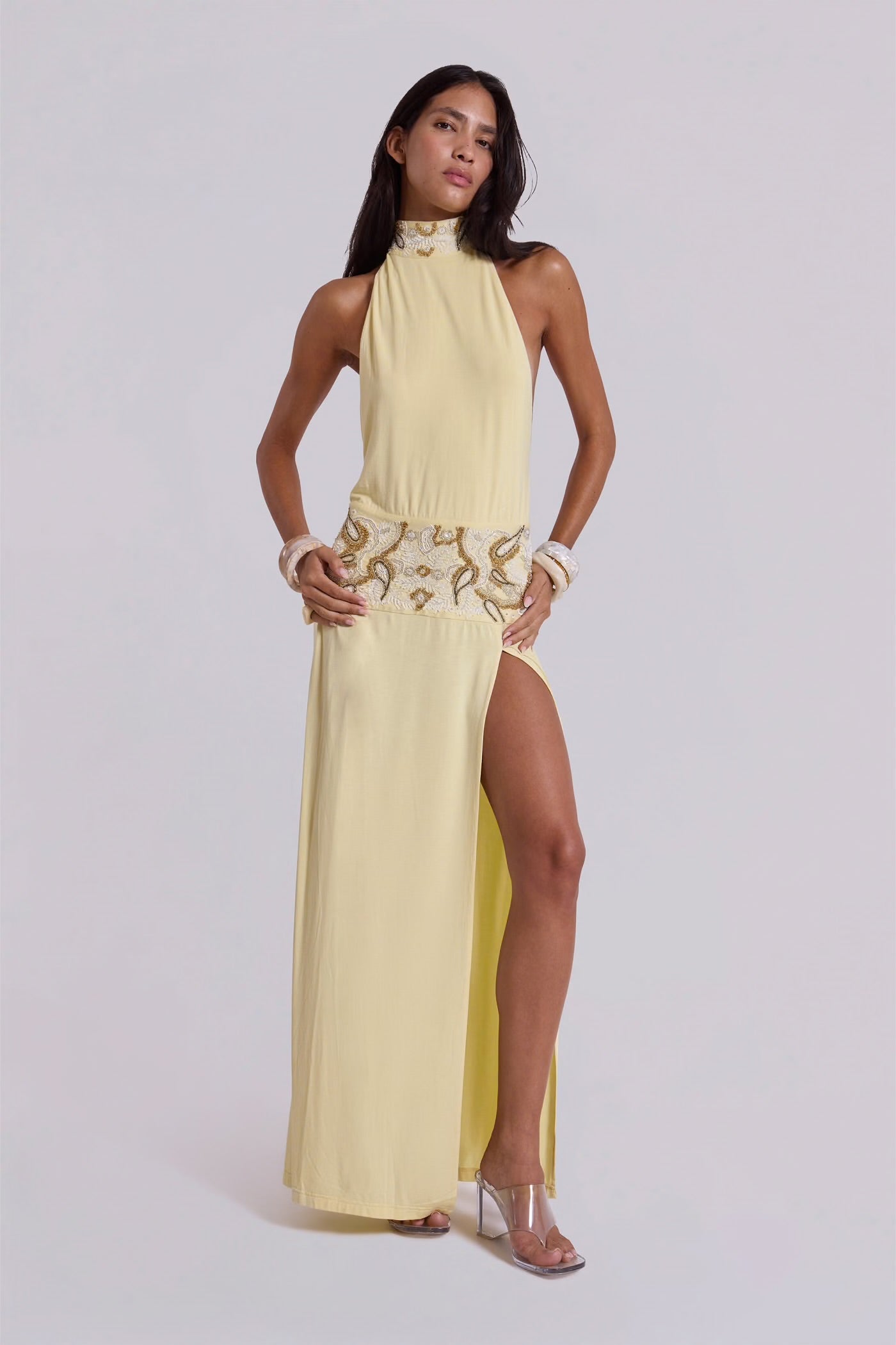 DARYA HAND BEADED BACKLESS MAXI DRESS