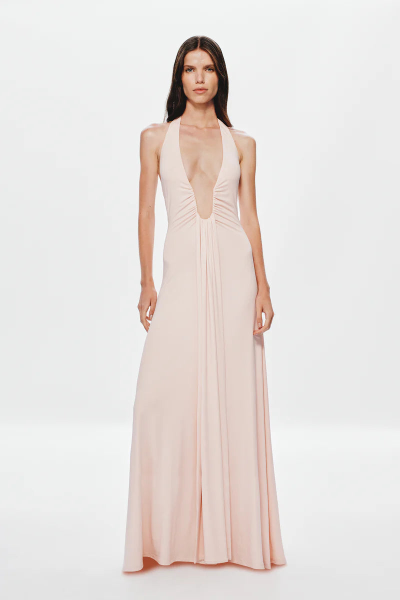 JENNIFER CUPRO MAXI DRESS DUSTY PINK
