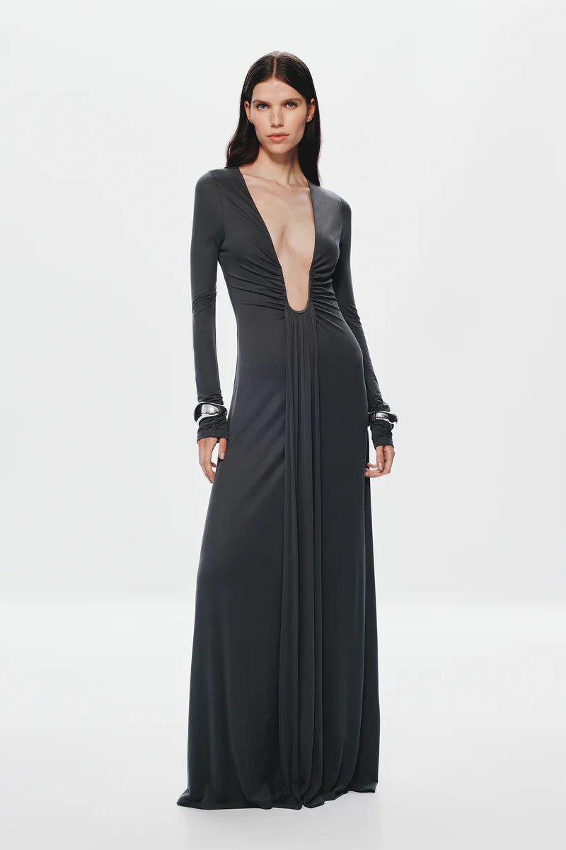 JENNIFER LONG SLEEVE CUPRO DRESS