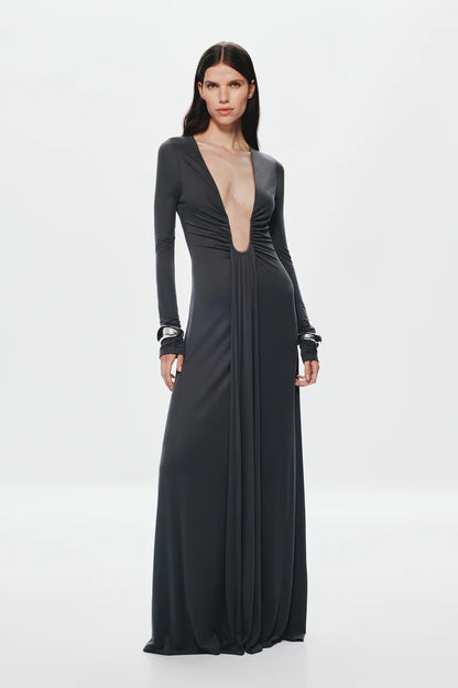 JENNIFER LONG SLEEVE CUPRO DRESS