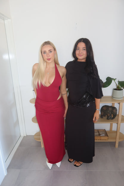 SEQUINNED MIDI DRESS