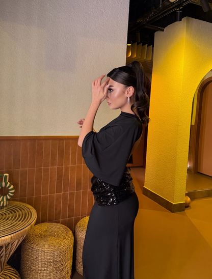 SEQUINNED MIDI DRESS